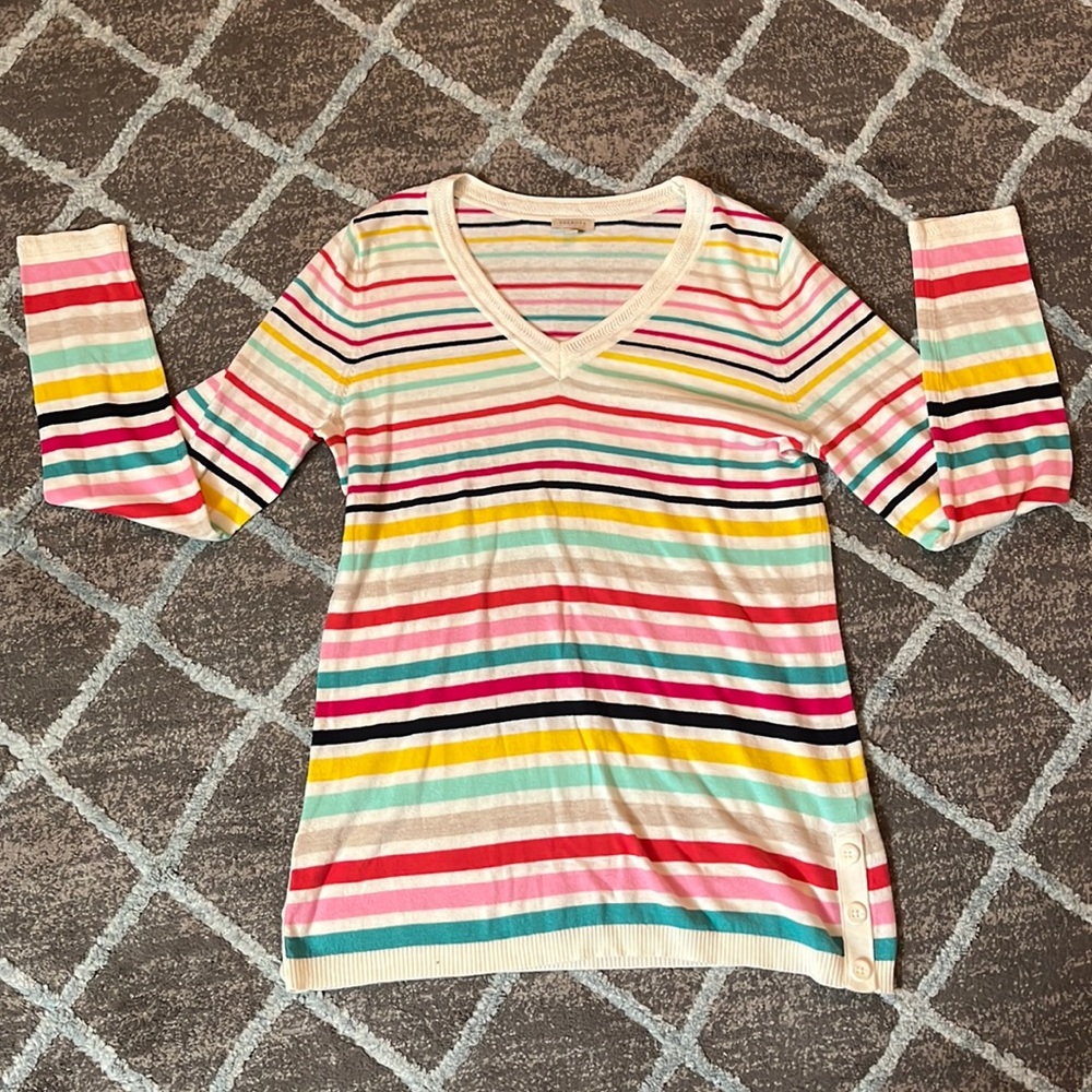 Talbots Outlet Multi-Colored Striped Sweater, Siz… - image 1